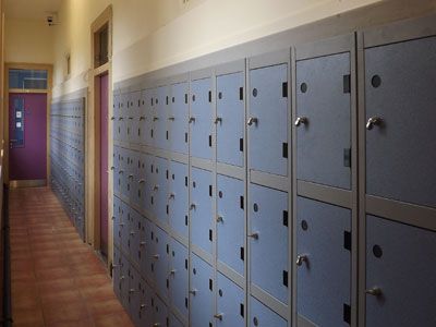 Student storage lockers expertly fitted into an existing hallway by Eugene Foley Construction Limited.