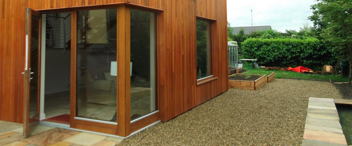 Contemporary timber clad two storey extension constructed by Eugene Foley Construction, Kilkenny.